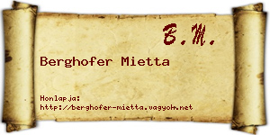 Berghofer Mietta névjegykártya